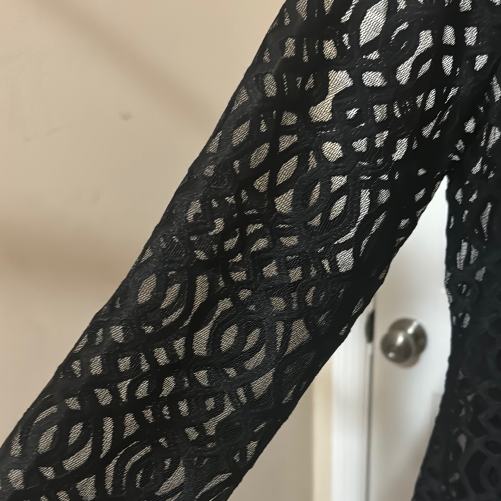 RACHEL Rachel Roy Black Lace Midi Dress with Long Sleeves and mock neck - Picture 5 of 5